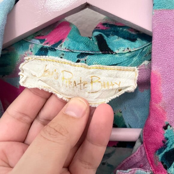 Jen's Pirate Booty Earth Floral Short Sleeve Top Size M - Picture 3 of 5